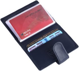 Компактная визитница из натуральной кожи на кнопке до 18 карт Hammonds Flycatcher CC602 синяя 108060