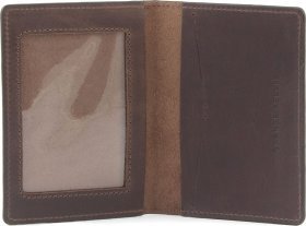 Винтажная обложка для военного билета из темно-коричневой кожи с картой Украины - Grande Pelle (21952)