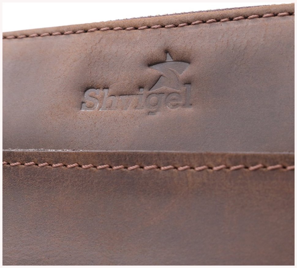 Мужская сумка из натуральной винтажной кожи коричневого цвета Shvigel через плечо 108360 modnotak фото №2