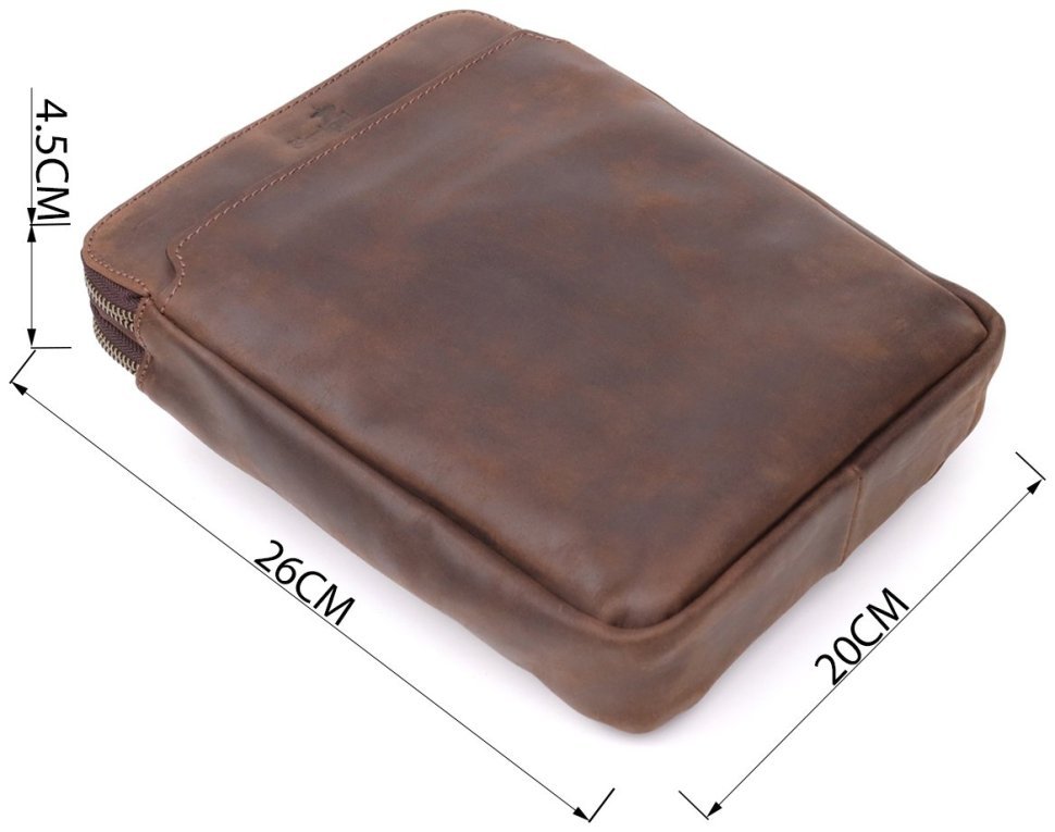 Мужская сумка из натуральной винтажной кожи коричневого цвета Shvigel через плечо 108360 modnotak фото №3