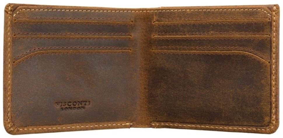 Мужское портмоне из винтажной кожи коричневого цвета Visconti VSL 42 без застежки 108560 modnotak фото №2
