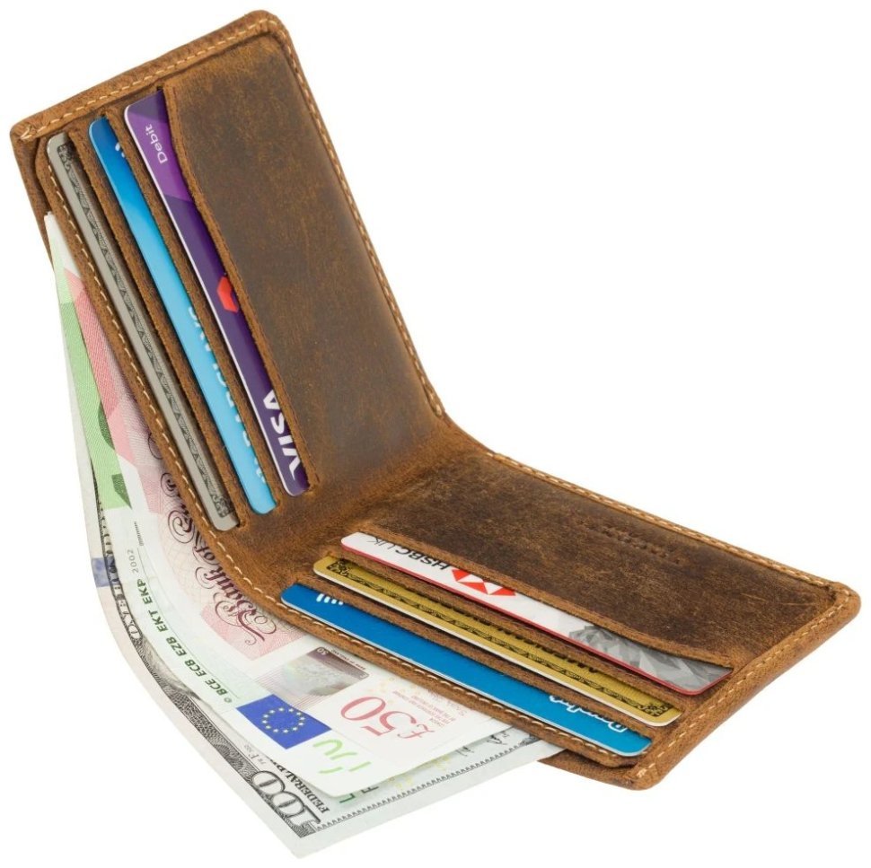 Мужское портмоне из винтажной кожи коричневого цвета Visconti VSL 42 без застежки 108560 modnotak фото №5