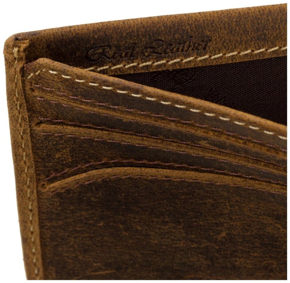 Мужское портмоне из винтажной кожи коричневого цвета Visconti VSL 42 без застежки 108560 modnotak фото №6