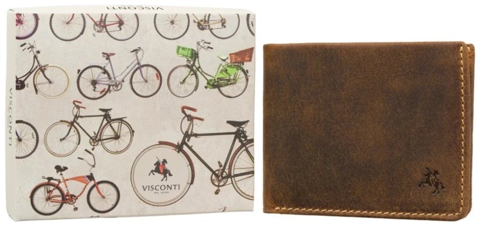 Мужское портмоне из винтажной кожи коричневого цвета Visconti VSL 42 без застежки 108560 modnotak фото №7