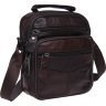 Чоловіча шкіряна сумка-барсетка маленького розміру у темно-коричневому кольорі Keizer (22058) - 1