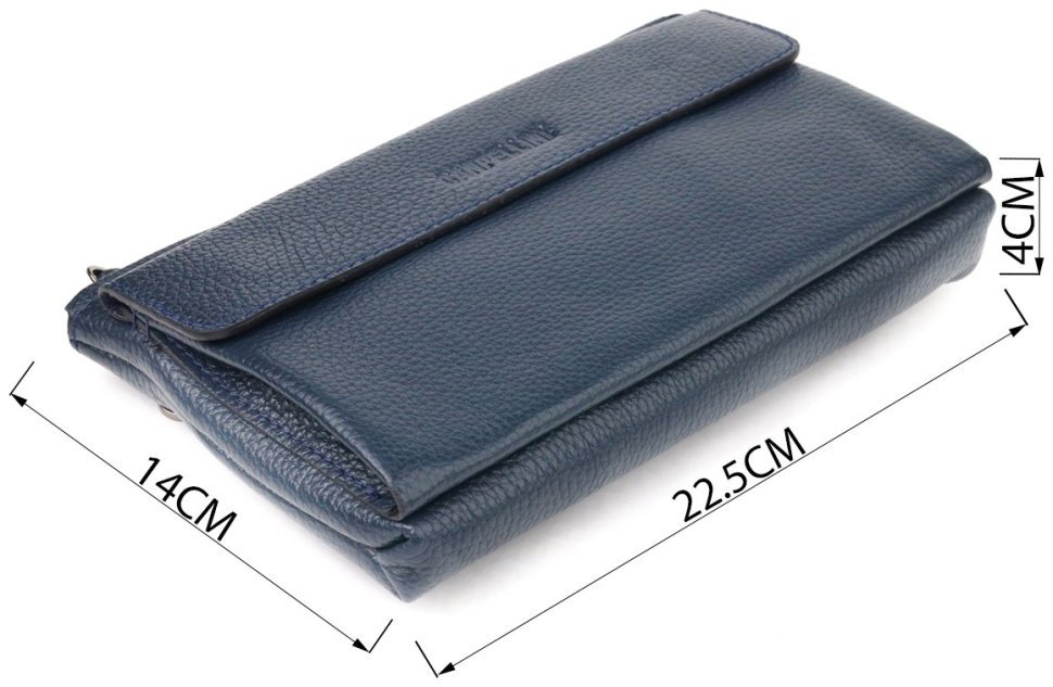 Чоловічий клатч середнього розміру із натуральної шкіри синього кольору CANPELLINI (2421550) modnotak фото №10