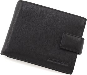Качественное мужское портмоне из натуральной кожи черного цвета с блоком для карт и документов Marco Coverna 68660