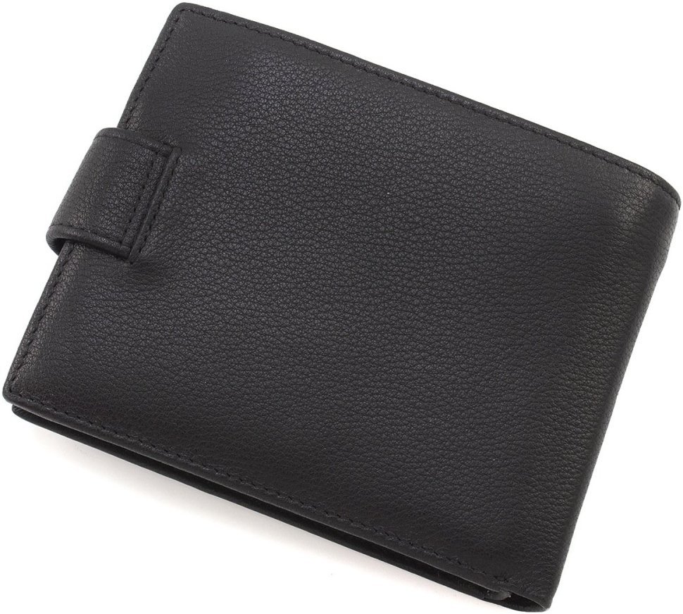 Качественное мужское портмоне из натуральной кожи черного цвета с блоком для карт и документов Marco Coverna 68660