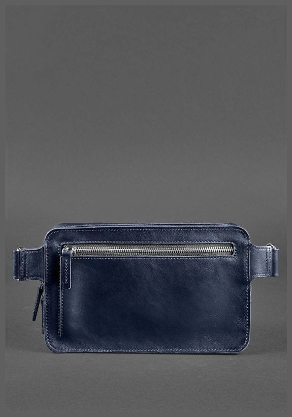 Шкіряна поясна сумка темно-синього кольору BlankNote Dropbag Maxi 78660