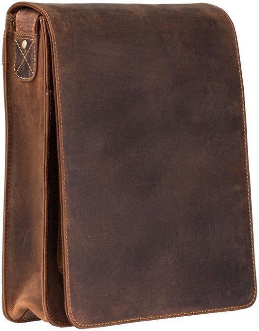 Чоловіча сумка-месенджер із вінтажної шкіри світло-коричневого кольору з клапаном Visconti Jasper 68860