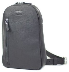 Мужская вертикальная сумка-слинг из фактурной кожи черного цвета BlankNote Chest bag 78960