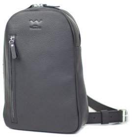 Мужская вертикальная сумка-слинг из фактурной кожи черного цвета BlankNote Chest bag 78960