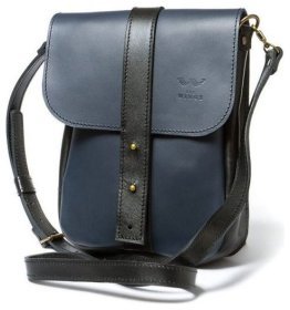 Сине-черная мужская кожаная сумка на плечо BlankNote Mini Bag 79060