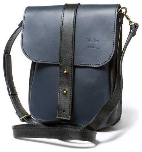 Сине-черная мужская кожаная сумка на плечо BlankNote Mini Bag 79060 modnotak фото №1