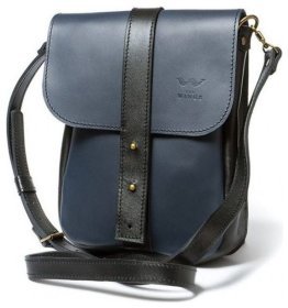 Сине-черная мужская кожаная сумка на плечо BlankNote Mini Bag 79060
