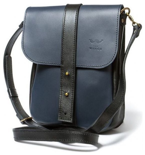 Сине-черная мужская кожаная сумка на плечо BlankNote Mini Bag 79060 modnotak фото №2