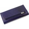 Темно-синій жіночий гаманець горизонтального типу з натуральної шкіри KARYA (19571) - 4