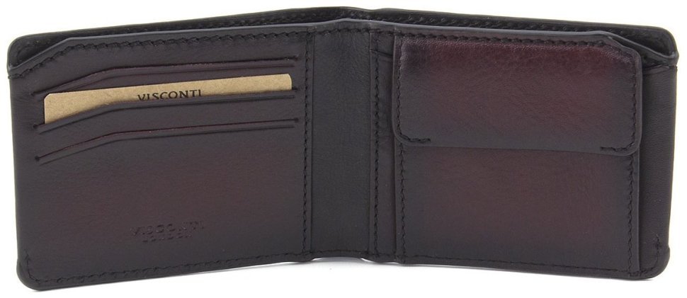 Темно-бордовый мужской кошелек из высококачественной кожи с монетницей Visconti Zanotti 69260