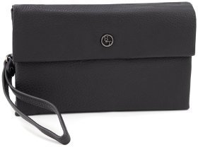 Добротная мужская барсетка из фактурной кожи черного цвета H.T. Leather 79460