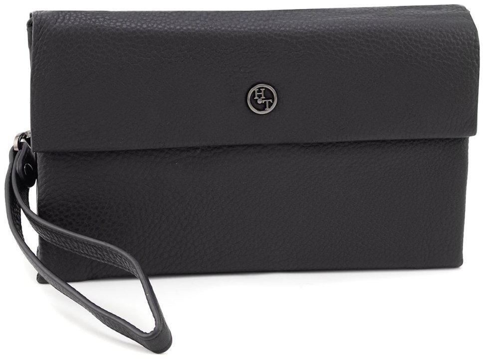 Добротная мужская барсетка из фактурной кожи черного цвета H.T. Leather 79460 фото №1 Добротная мужская барсетка из фактурной кожи черного цвета H.T. Leather 79460 modnotak фото №1