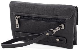 Добротна чоловіча барсетка із фактурної шкіри чорного кольору HT Leather 79460