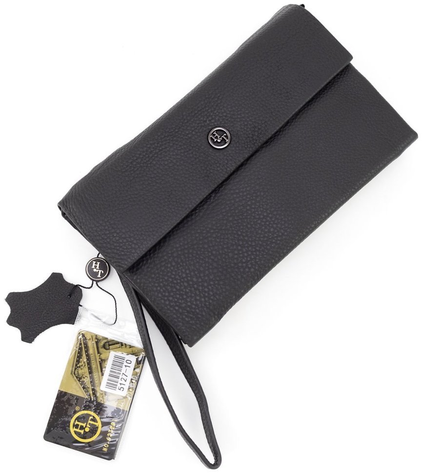 Добротная мужская барсетка из фактурной кожи черного цвета H.T. Leather 79460 фото №7 Добротная мужская барсетка из фактурной кожи черного цвета H.T. Leather 79460 modnotak фото №7