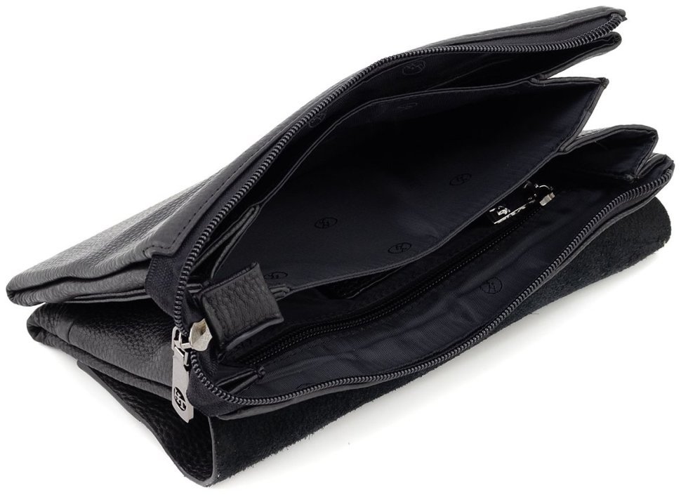 Добротная мужская барсетка из фактурной кожи черного цвета H.T. Leather 79460 фото №12 Добротная мужская барсетка из фактурной кожи черного цвета H.T. Leather 79460 modnotak фото №12