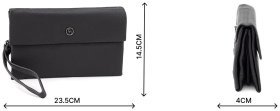 Добротна чоловіча барсетка із фактурної шкіри чорного кольору HT Leather 79460