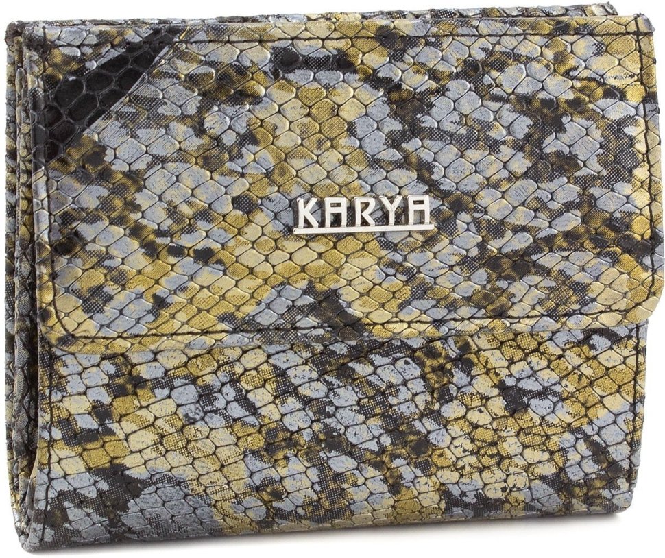 Повсякденний жіночий гаманець з натуральної шкіри в золотисто-сріблястому кольорі KARYA (15538)