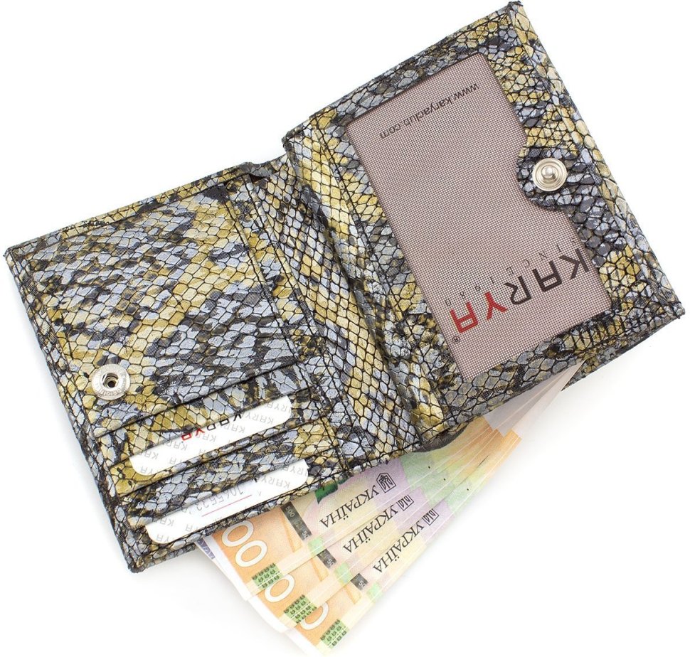 Повсякденний жіночий гаманець з натуральної шкіри в золотисто-сріблястому кольорі KARYA (15538)
