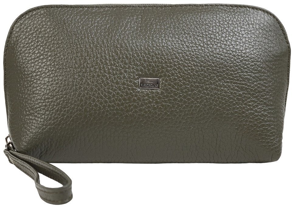 Женская косметичка из фактурной кожи цвета хаки Desisan 80061 modnotak фото №1