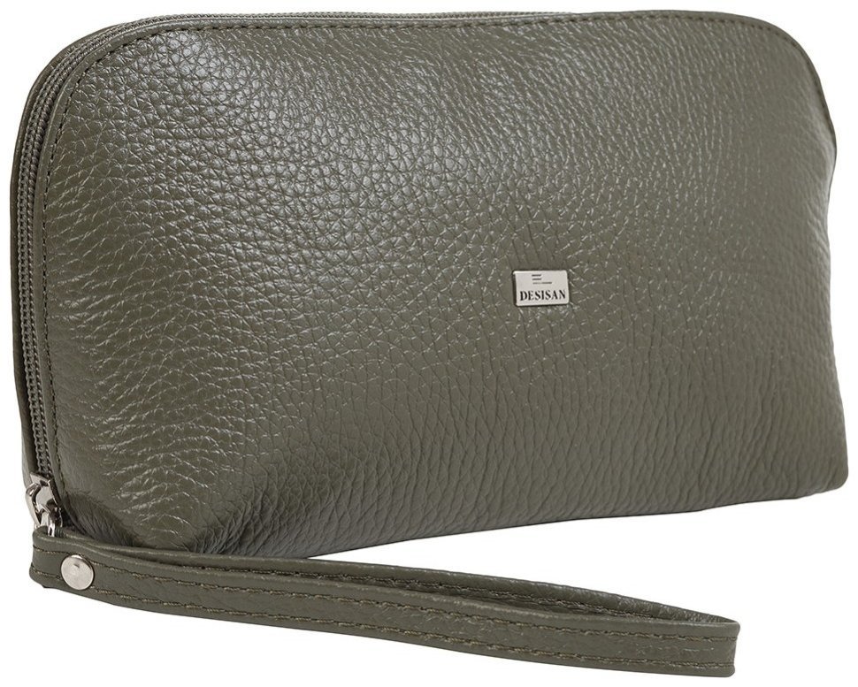 Женская косметичка из фактурной кожи цвета хаки Desisan 80061 modnotak фото №2