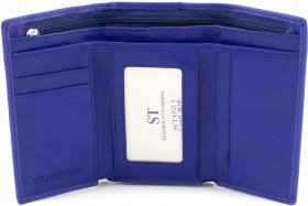 Яскравий синій жіночий гаманець невеликого розміру з натуральної шкіри ST Leather (15611) - 2