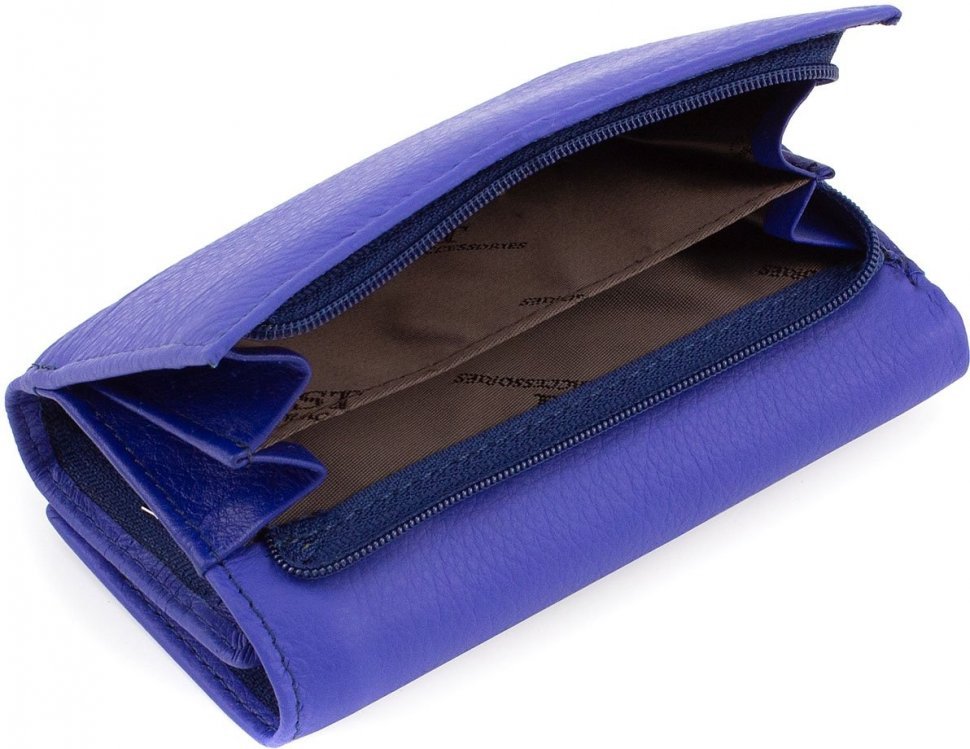 Яркий синий женский кошелек небольшого размера из натуральной кожи ST Leather (15611)
