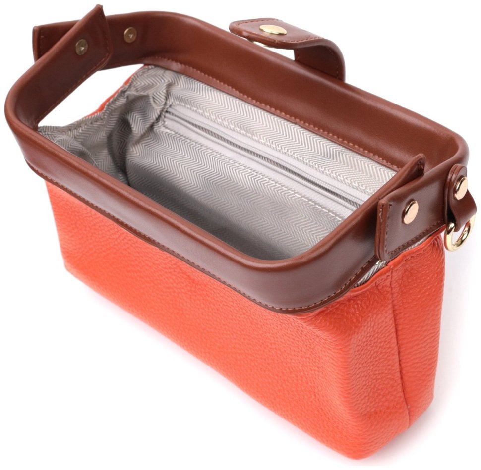 Помаранчева жіноча сумка-клатч горизонтального типу з натуральної шкіри Vintage 2422424
