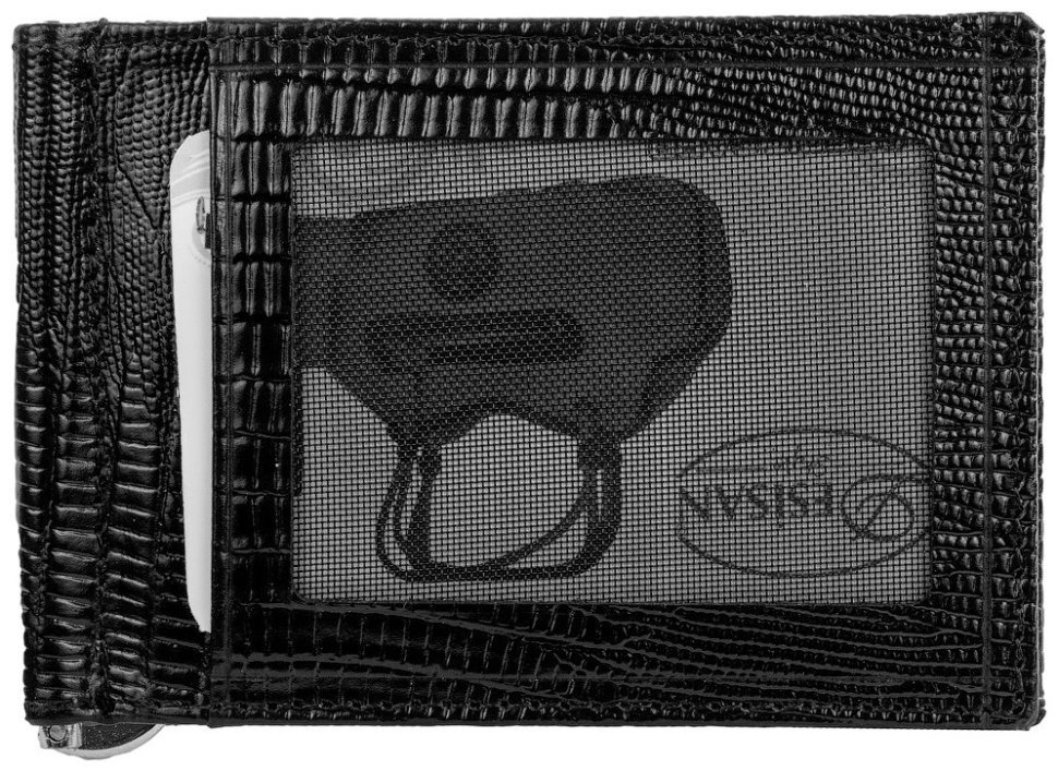 Мужской зажим для денег из фактурной черной кожи Desisan 80661 modnotak фото №1