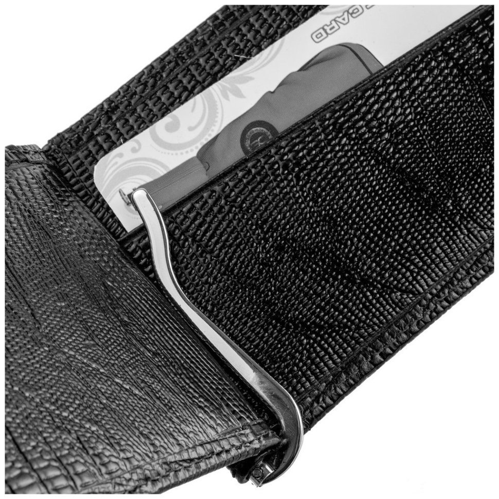 Мужской зажим для денег из фактурной черной кожи Desisan 80661 modnotak фото №3