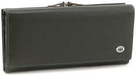 Зеленый женский кожаный кошелек с монетницей на застежке поцелуй ST Leather 90861