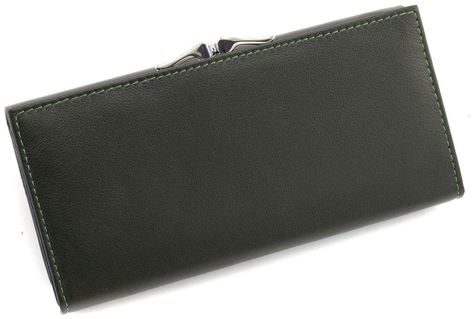 Зеленый женский кожаный кошелек с монетницей на застежке поцелуй ST Leather 90861 modnotak фото №4