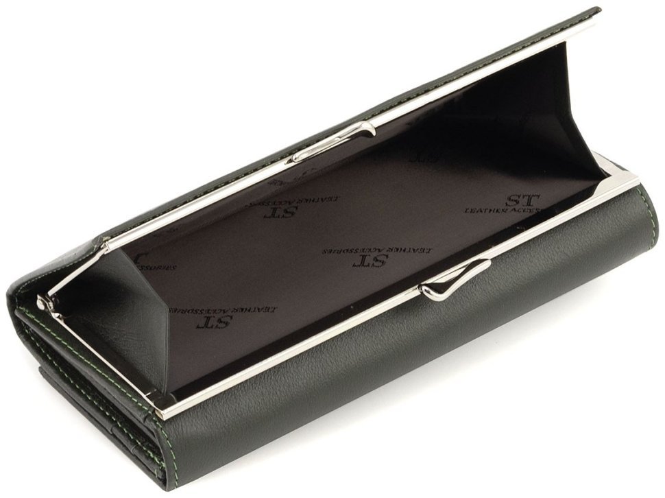 Зеленый женский кожаный кошелек с монетницей на застежке поцелуй ST Leather 90861 modnotak фото №5
