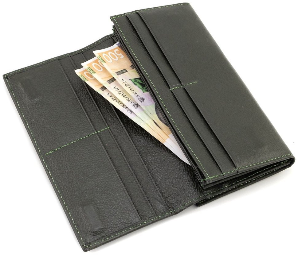 Зеленый женский кожаный кошелек с монетницей на застежке поцелуй ST Leather 90861 modnotak фото №8