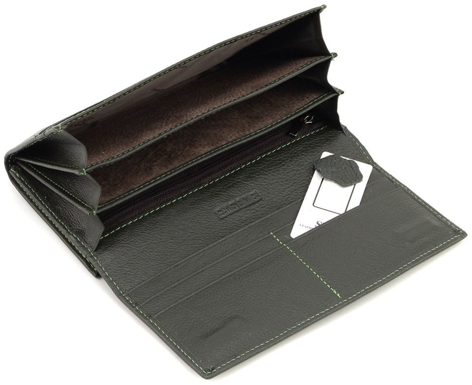 Зеленый женский кожаный кошелек с монетницей на застежке поцелуй ST Leather 90861 modnotak фото №9