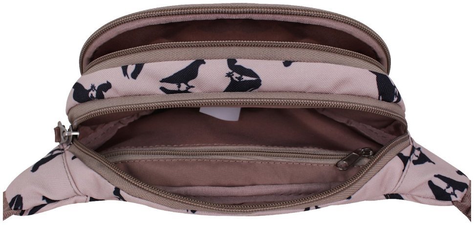 Бананка (сумка на пояс) для женщин из Оксфордского текстиля с принтом птиц Bagland 111261 modnotak фото №4