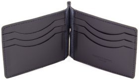 Тонкий темно-синий зажим для купюр и карточек ST Leather (16832)
