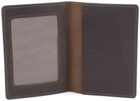 Темно-коричневая обложка для военного билета из натуральной кожи ЗСУ-герб - Grande Pelle (13115)