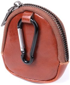 Монетниця з карабіном із натуральної шкіри світло-коричневого кольору Vintage Style 91461