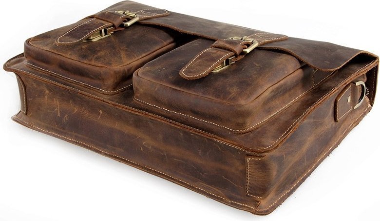 Коричневый мужской портфель из натуральной кожи VINTAGE STYLE (14430)