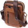 Світло-коричнева чоловіча сумка-барсетка з натуральної шкіри на дві блискавки Vintage (20827) - 1
