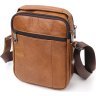 Світло-коричнева чоловіча сумка-барсетка з натуральної шкіри на дві блискавки Vintage (20827) - 2