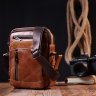 Светло-коричневая мужская сумка-барсетка из натуральной кожи на две молнии Vintage (20827) - 7